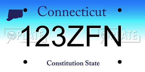 123ZFN Connecticut License Plate