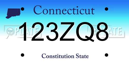 123ZQ8 Connecticut License Plate