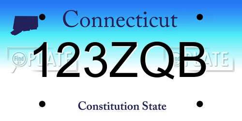 123ZQB Connecticut License Plate