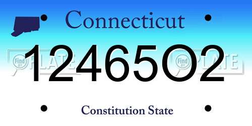12465O2 Connecticut License Plate