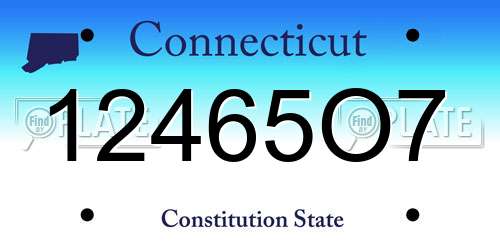 12465O7 Connecticut License Plate