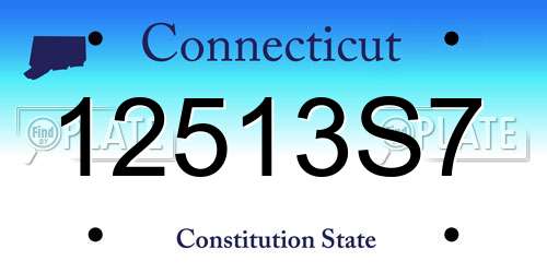 12513S7 Connecticut License Plate