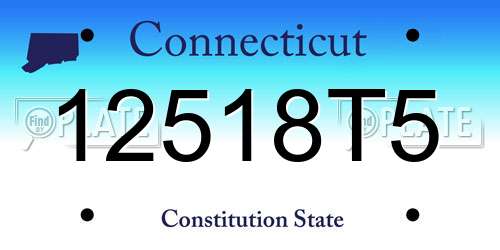 12518T5 Connecticut License Plate