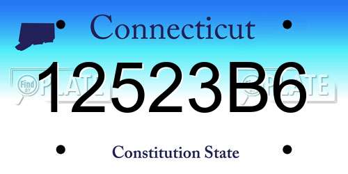12523B6 Connecticut License Plate
