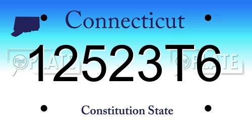12523T6 Connecticut License Plate