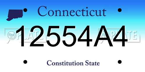 12554A4 Connecticut License Plate