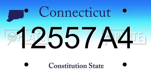12557A4 Connecticut License Plate