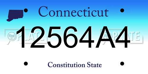 12564A4 Connecticut License Plate
