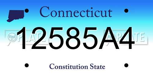 12585A4 Connecticut License Plate