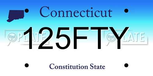 125FTY Connecticut License Plate