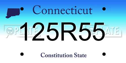 125R55 Connecticut License Plate
