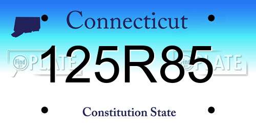 125R85 Connecticut License Plate