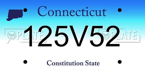 125V52 Connecticut License Plate