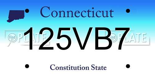 125VB7 Connecticut License Plate