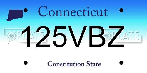 125VBZ Connecticut License Plate