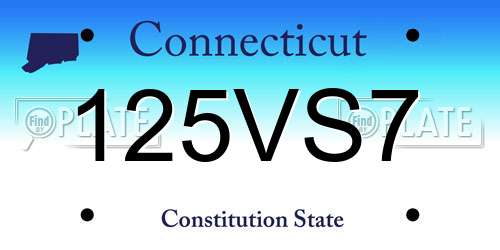 125VS7 Connecticut License Plate