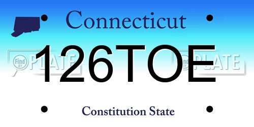 126TOE Connecticut License Plate