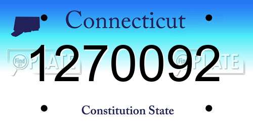 1270092 Connecticut License Plate