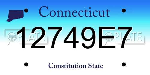 12749E7 Connecticut License Plate
