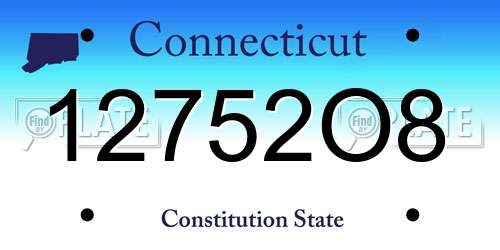 12752O8 Connecticut License Plate