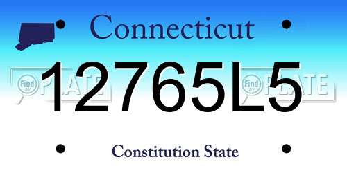 12765L5 Connecticut License Plate