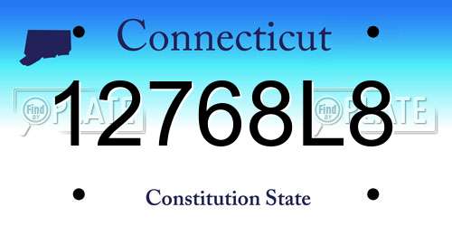12768L8 Connecticut License Plate