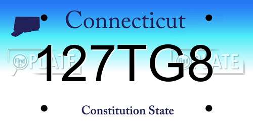127TG8 Connecticut License Plate