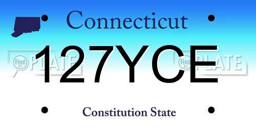 127YCE Connecticut License Plate