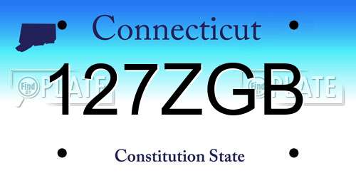 127ZGB Connecticut License Plate