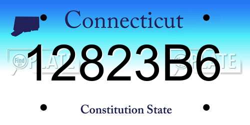12823B6 Connecticut License Plate