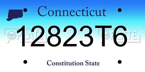 12823T6 Connecticut License Plate