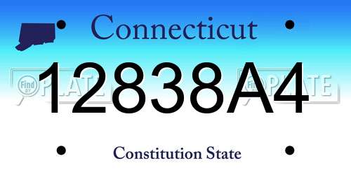 12838A4 Connecticut License Plate