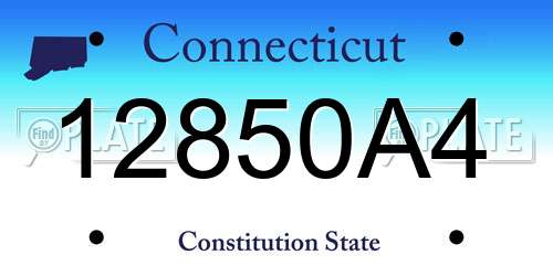 12850A4 Connecticut License Plate
