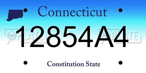 12854A4 Connecticut License Plate