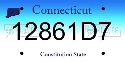 12861D7 Connecticut License Plate