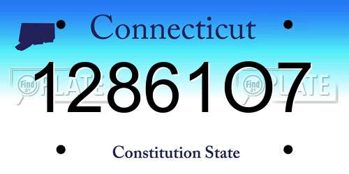 12861O7 Connecticut License Plate