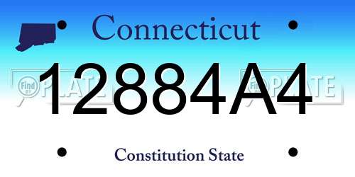 12884A4 Connecticut License Plate