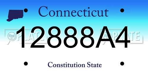 12888A4 Connecticut License Plate