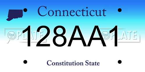 128AA1 Connecticut License Plate