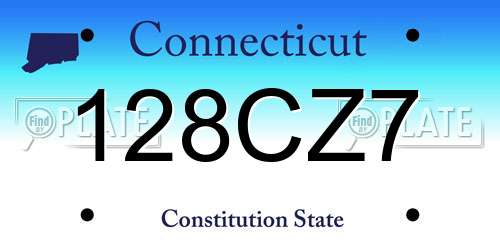 128CZ7 Connecticut License Plate