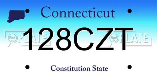 128CZT Connecticut License Plate