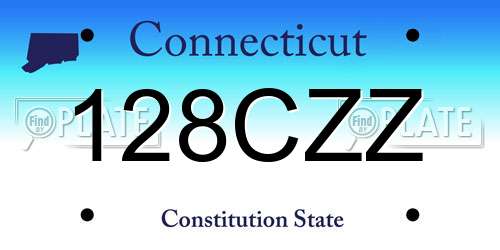 128CZZ Connecticut License Plate