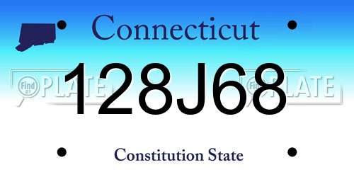 128J68 Connecticut License Plate
