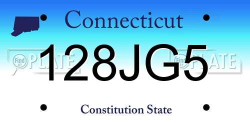 128JG5 Connecticut License Plate