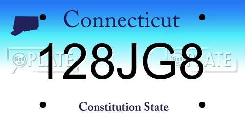 128JG8 Connecticut License Plate