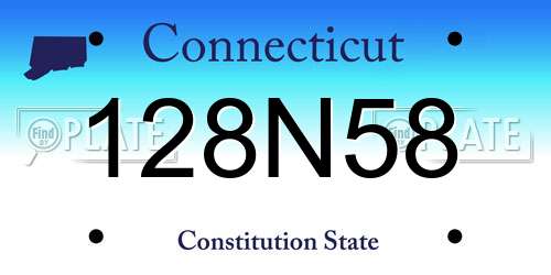 128N58 Connecticut License Plate