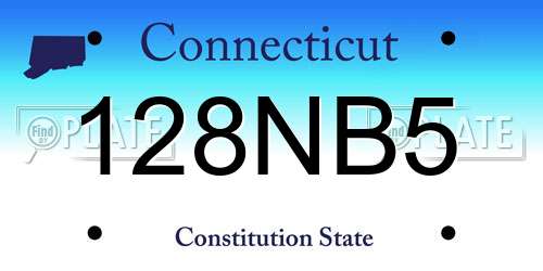 128NB5 Connecticut License Plate
