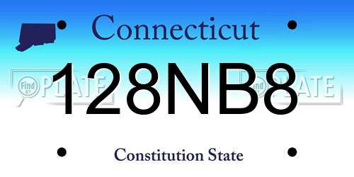 128NB8 Connecticut License Plate