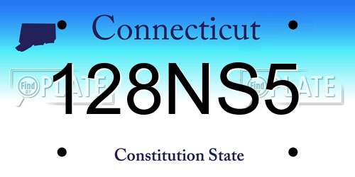 128NS5 Connecticut License Plate
