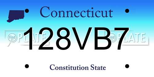 128VB7 Connecticut License Plate